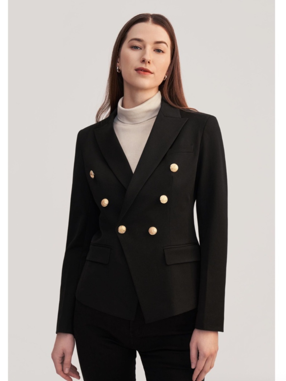 Lilysilk Classic Double Breasted Slim Blazer Black Women’s Size Large